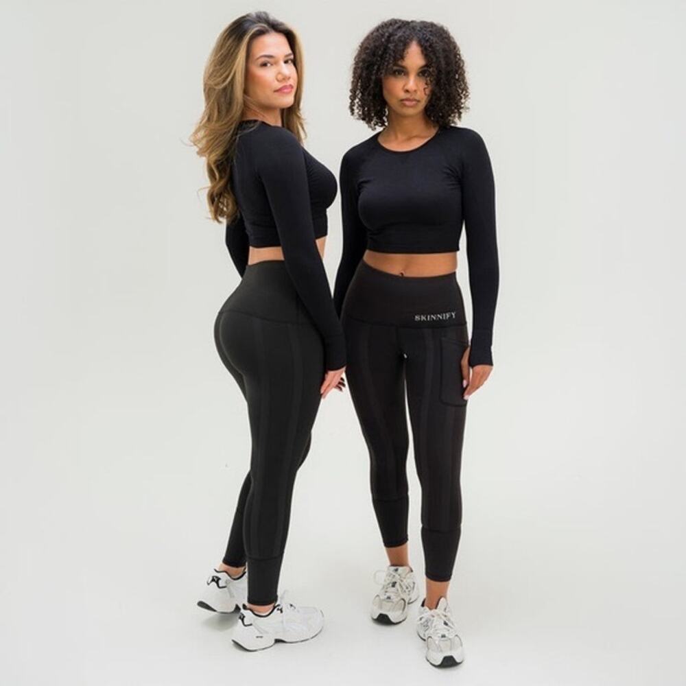 SKINNIFY 4 Bands 2x Resistance Band Black Leggings Sz XL